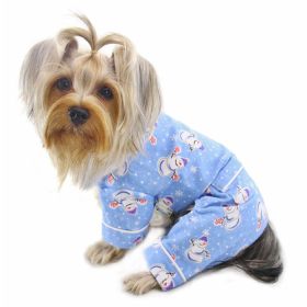 Snowman & Snowflake Flannel Pajamas with 2 Pockets (Color: Light Blue, Size: L)