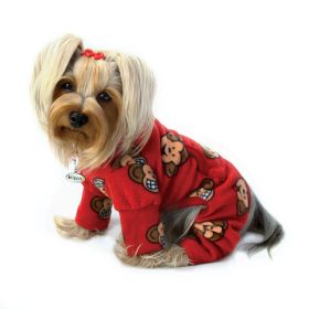 Silly Monkey Fleece Turtleneck Pajamas (Color: Burgundy, Size: XL)