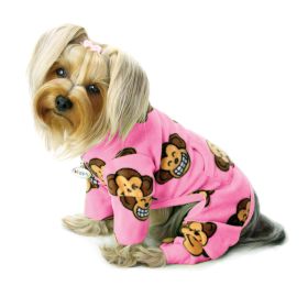 Silly Monkey Fleece Turtleneck Pajamas (Color: Pink, Size: M)