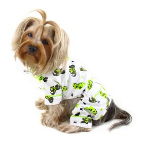Playful Dinosaur Flannel Pajamas (Color: White, Size: XL)