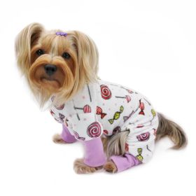 Ultra Soft Plush Minky Sweet Candies Pajamas (Color: White, Size: L)