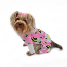 Ultra Soft Plush Minky Bumblebee & Flower Pajamas (Color: Pink, Size: L)