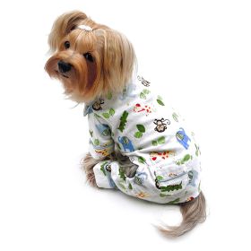 Zoo Animals Flannel Pajamas with 2 Pockets (Color: White, Size: XL)