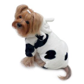 Ultra Plush Moo Cow Hooded Pajamas (Color: White, Size: S)