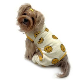Ultra Plush Happy Face Front Sleeveless Pajamas (Color: Yellow, Size: S)