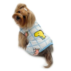 Ultra Plush Colorful Dinosaurs Front Sleeveless Pajamas (Color: White, Size: L)