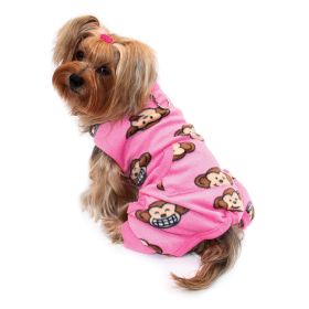 Silly Monkey Front Sleeveless Fleec Pajamas (Color: Pink, Size: L)