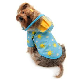 Clear View Happy Sunshine Raincoat with Fleece Lining and Detachable Hood (Color: Blue, Size: L)
