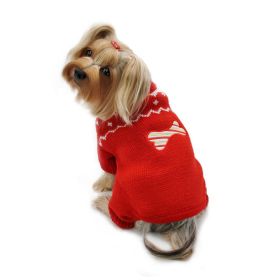 Candy Cane Bone Holiday Sweater Bodysuit (Color: Red, Size: XL)