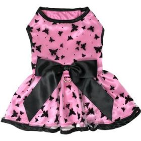 All Aflutter Pink & Black Dog Dress (Size: Large)
