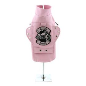 Biker Dawg Motorcycle Dog Jacket- Pink (Option: Medium)