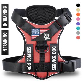 Reflective Breathable Solid Color Polyester Dog Strap (Option: Red-L)