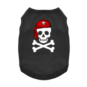 Pirate Skull with Red Bandana Dog Shirt - Jet Black (Option: X-Large)