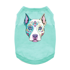 Sugar Skull Dog Shirt - Teal (Option: 3X-Large)