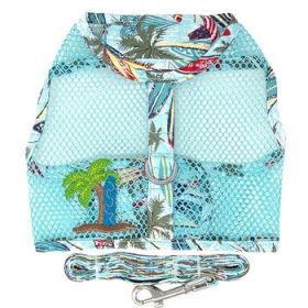 Surfboard Blue and Green Cool Mesh Dog Harness with Matching Leash (Option: Small)