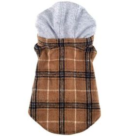 Weekender Dog Sweatshirt Hoodie Brown and Black Plaid Flannel (Option: Medium)